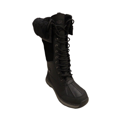 Pre-owned Ugg Women's Adirondack Iii Tall Black Leather Wateproof Boots 1095142