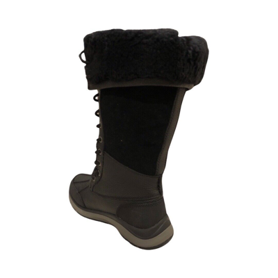 Pre-owned Ugg Women's Adirondack Iii Tall Black Leather Wateproof Boots 1095142