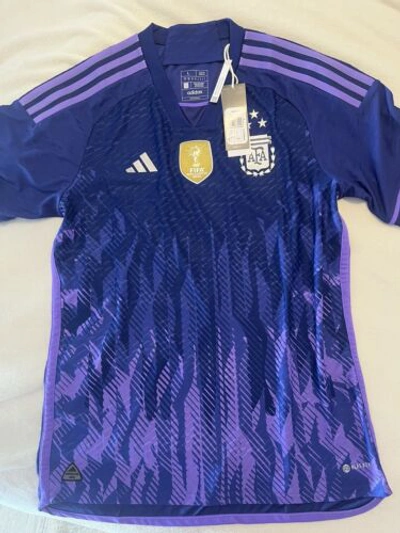 Pre-owned Adidas Originals Camiseta Fútbol Adidas Auténtica Argentina 2023 Champions Htrdy Away 3?large In White
