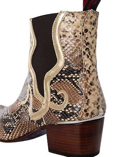 Pre-owned Jeffery West Men's Print Snake Chelsea Boots, Beige