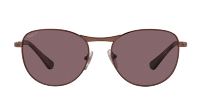 Pre-owned Persol 0po1002s 1124af Shiny Brown/dark Violet Polarized Unisex Sunglasses In Purple