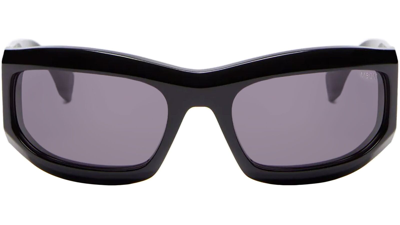 Pre-owned Marcelo Burlon County Of Milan Marcelo Burlon Catemu Sunglasses Ceri01ef23pla0011007 Black Frame Dark Grey Lens In Gray
