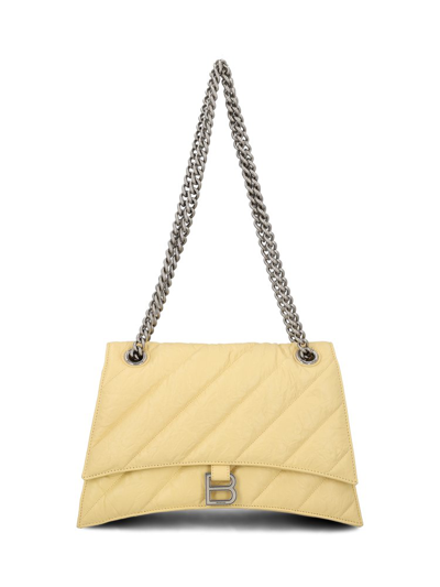 Shop Balenciaga Crush Chain Quilted Medium Shoulder Bag In Yellow