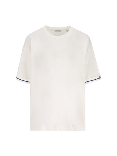Shop Burberry Logo Embroidered Crewneck T In White