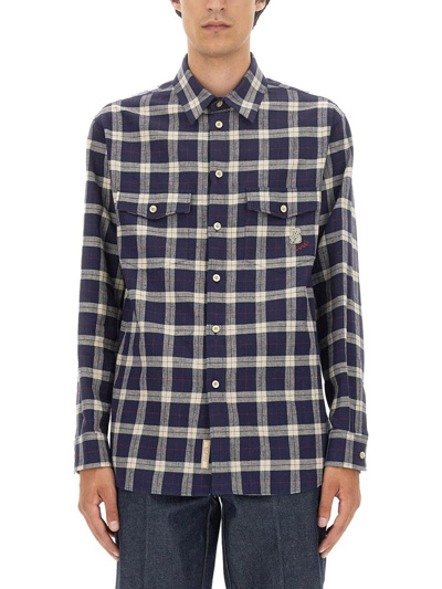 Shop Gucci Plaid Collared Long In Multi