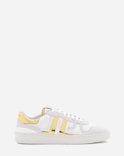 Shop Lanvin Mesh Clay Sneakers For Men In White/gold