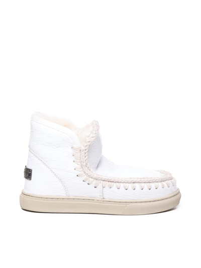 Shop Mou Eskimo Sneakers In Sheepskin In White