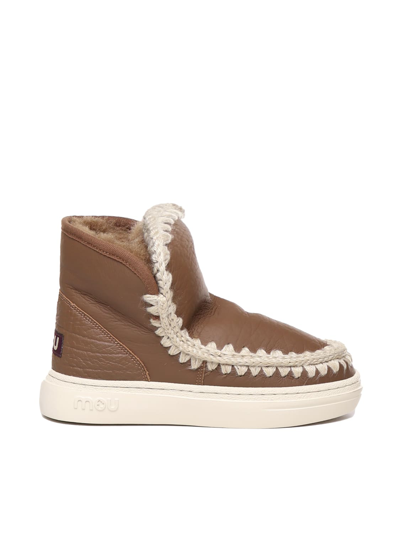Shop Mou Eskimo Boots Sheepskin Sneakers In Brown