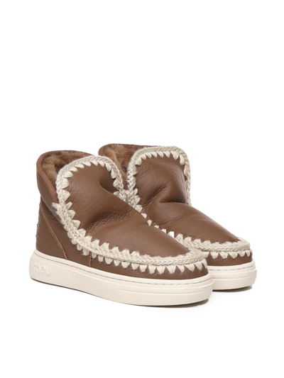 Shop Mou Eskimo Boots Sheepskin Sneakers In Brown