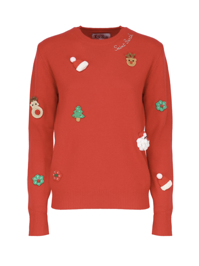 Shop Mc2 Saint Barth Wool Blend Christmas Sweater In Red