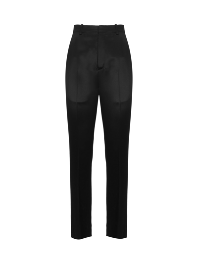 Shop Saint Laurent Slim Fit Mid-rise Trousers In Black