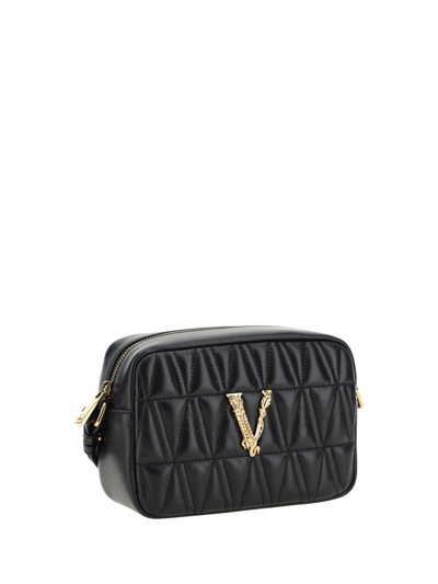Shop Versace Virtus Shoulder Bag In Black- Gold