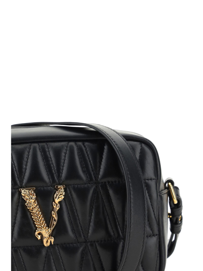Shop Versace Virtus Shoulder Bag In Black- Gold