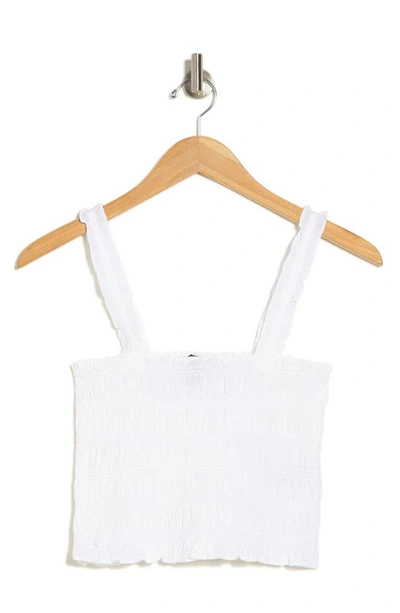 Shop French Connection Rhodes Smocked Poplin Top In Linen White