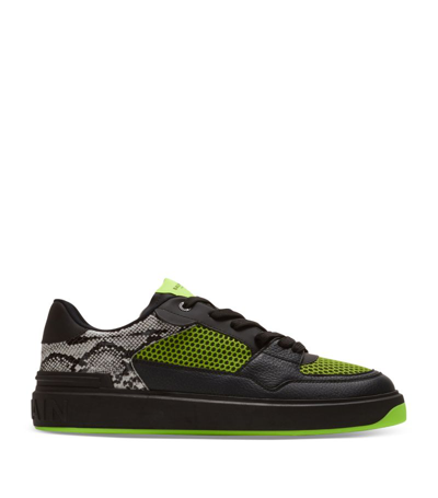 Shop Balmain Snakeskin-effect B-court Flip Sneakers In Black
