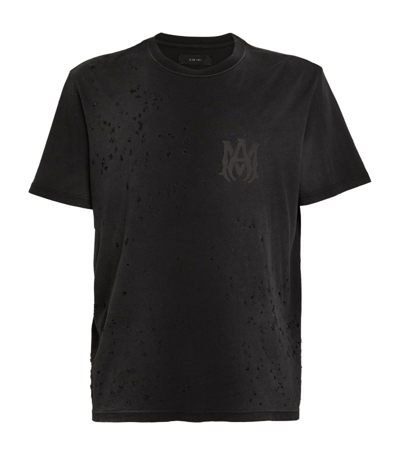 Shop Amiri Cotton Frayed T-shirt In Black