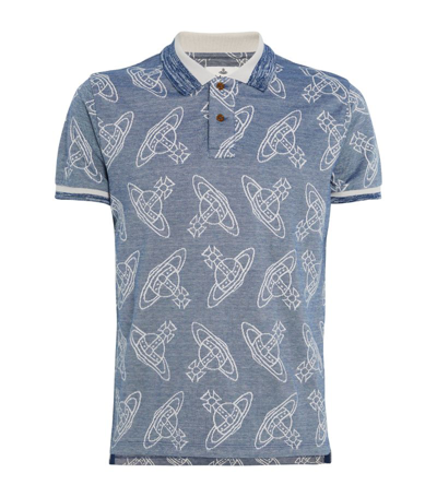 Shop Vivienne Westwood Cotton Orb Print Polo Shirt In Blue