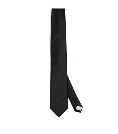Shop Eton Silk Jacquard Tie In Black