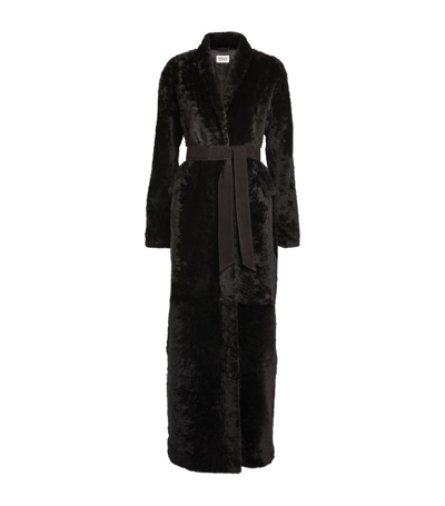 Shop Tove Lambskin Tie-waist Emily Coat In Black