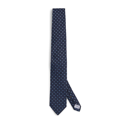 Shop Eton Silk Jacquard Tie In Navy
