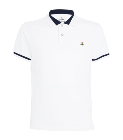 Shop Vivienne Westwood Orb-embroidered Polo Shirt In White