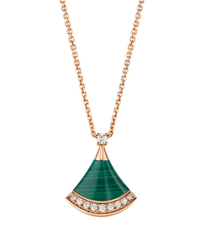 Shop Bvlgari Rose Gold, Diamond And Malachite Divas' Dream Necklace
