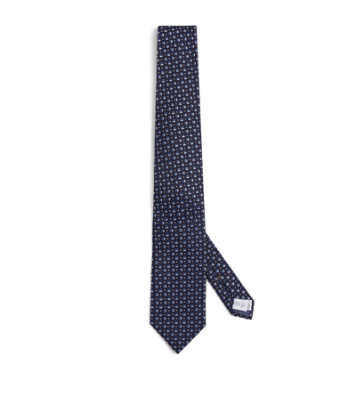 Shop Eton Silk Geometric Tie In Navy