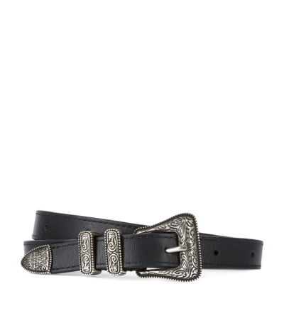 Shop The Kooples Thin Leather Belt In Black