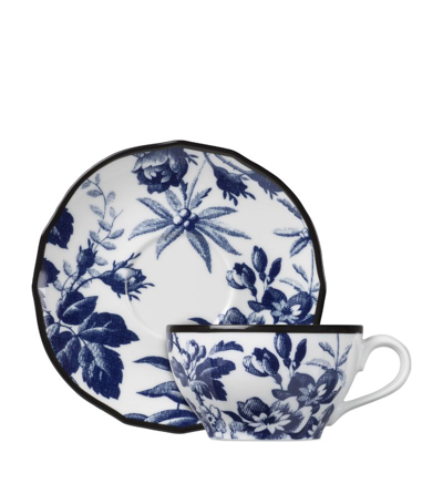 Shop Gucci Herbarium Teacup And Saucer (set Of 2) In White