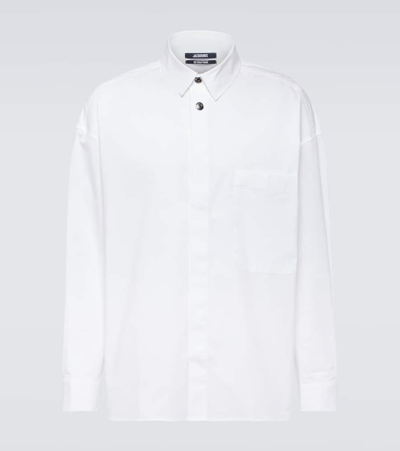 Shop Jacquemus La Chemise Manches Longue Cotton-blend Shirt In White