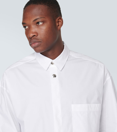 Shop Jacquemus La Chemise Manches Longue Cotton-blend Shirt In White