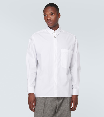 Shop Jacquemus La Chemise Manches Longue Cotton-blend Shirt In White