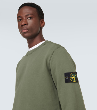 Shop Stone Island Compass Cotton Jersey Sweatshirt In Green