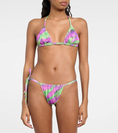Bananhot Seychelle Ruched Triangle Bikini Bottoms In Multicoloured