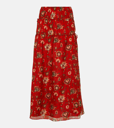 Shop Sir Reyes Printed Cotton And Silk Maxi Skirt In Multicoloured