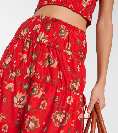 Shop Sir Reyes Printed Cotton And Silk Maxi Skirt In Multicoloured