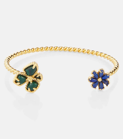 Shop Zimmermann Bloom Embellished Cuff Bracelet In Gold