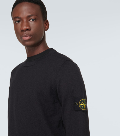 Stone Island Round-neck Jumper With Embossed Stitching In Black
