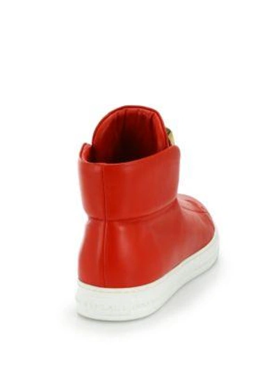 Shop Versace First Idol Leather High-top Sneakers In Cardinal-red