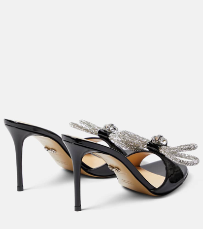 Shop Mach & Mach Double Bow Patent Leather Mules In Black