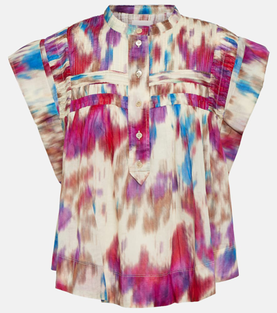 Shop Marant Etoile Leaza Printed Cotton Voile Top In Multicoloured