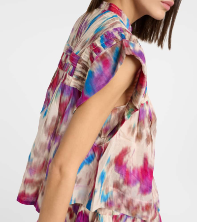 Shop Marant Etoile Leaza Printed Cotton Voile Top In Multicoloured