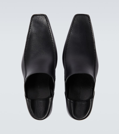 Shop Balenciaga Romeo Leather Slippers In Black