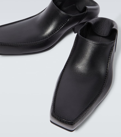 Shop Balenciaga Romeo Leather Slippers In Black