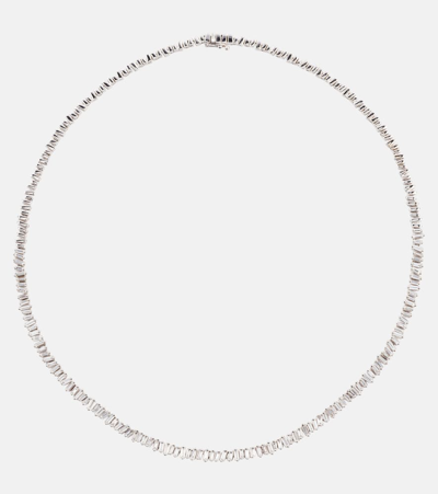 Suzanne Kalan 18k White Gold Diamond Baguette Scattered Tennis Necklace, 17 In Metallic