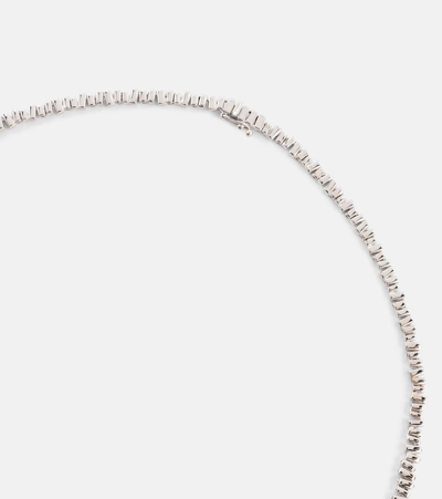 Suzanne Kalan 18k White Gold Diamond Baguette Scattered Tennis Necklace, 17 In Metallic