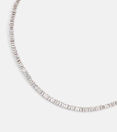 Suzanne Kalan 18k White Gold Diamond Baguette Scattered Tennis Necklace, 17 In Metallic