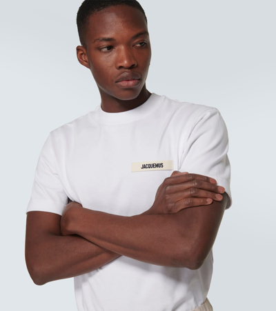Jacquemus 'le T-shirt Gros Grain' White T-shirt With Logo Patch On The Front In White