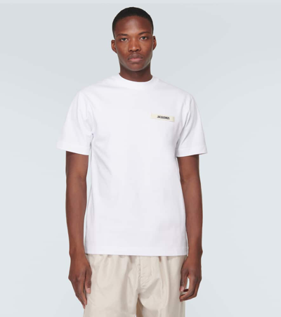 Jacquemus 'le T-shirt Gros Grain' White T-shirt With Logo Patch On The Front In White