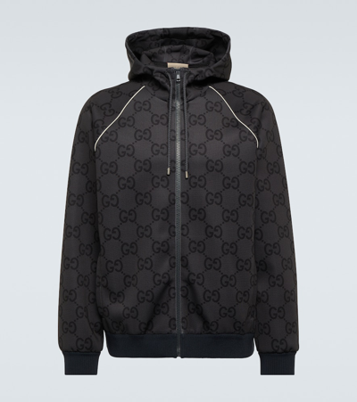 Gucci Gg Technical Fabric Hooded Jacket In Grey